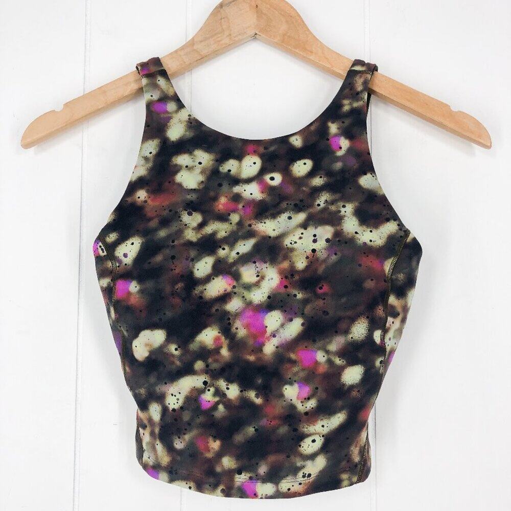 Lululemon Align High Neck Tank Top Shelf Bra Stretch W1DN1S Size 2 Green Multi